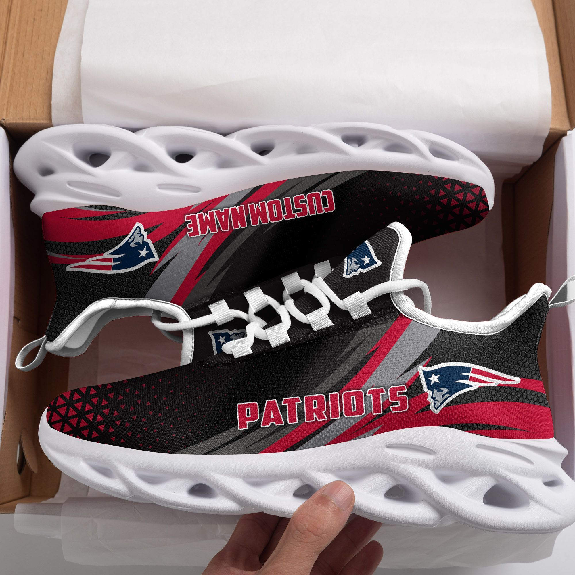 New England Patriots Triangle Custom Personalized Max Soul Sneakers Running Sports Shoes For Men Women Football Fanfootball Fan