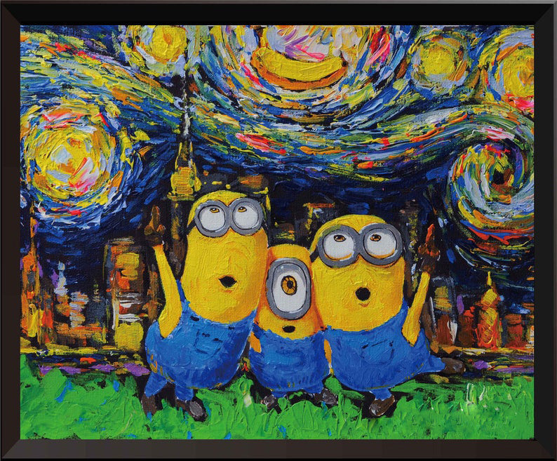 Peckshirt Minions Despicable Me Inspired - Vincent Van Gogh Starry Night Posters Canvas Prints Wall Art - Print In Your Way