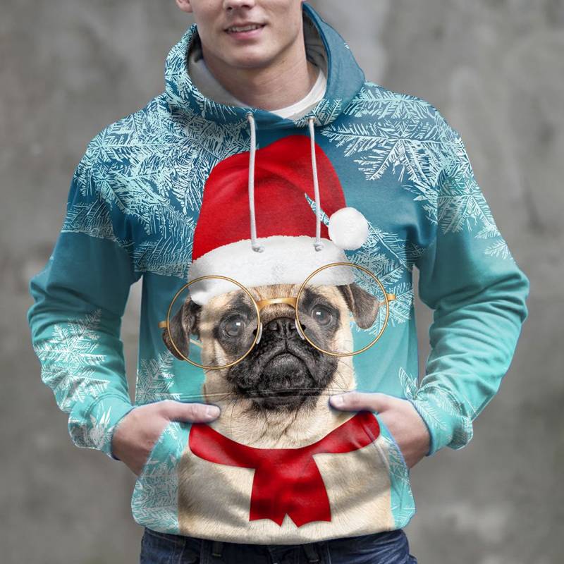 Christmas Pug Awesome H16913 - All Over Print Unisex Hoodie