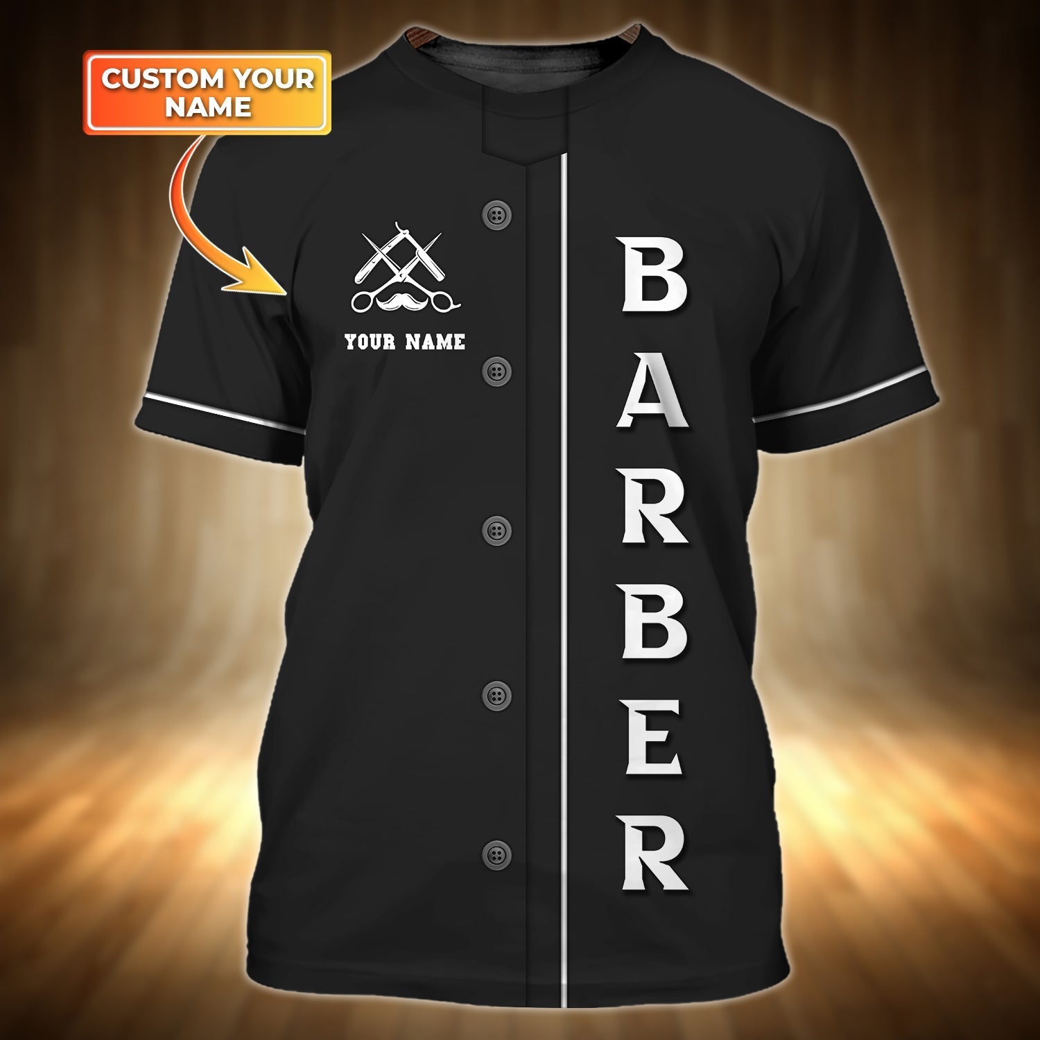 Personalized With Name Barber Shirt Short Sleeve, Summer Barber T Shirt