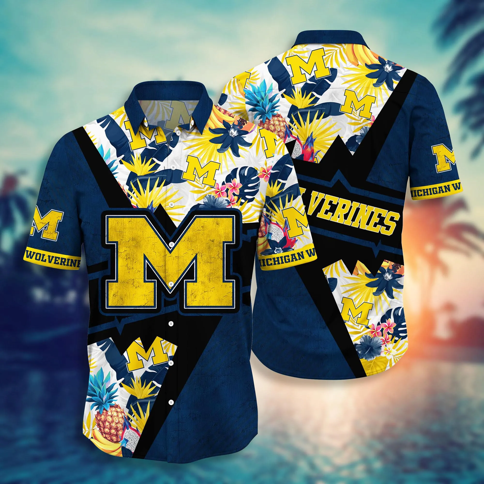 Michigan Wolverines NCCA Hawaiian Shirt Ocean Waves Aloha Shirt