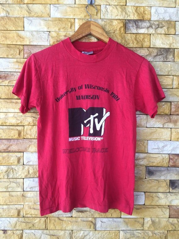 Rare Vintage 80S Mtv Music Television University Of Wisconsin 1987 Madison Red Chili Colour Shirt Smal Grunge Punk Rock Heavy Metal Shirt