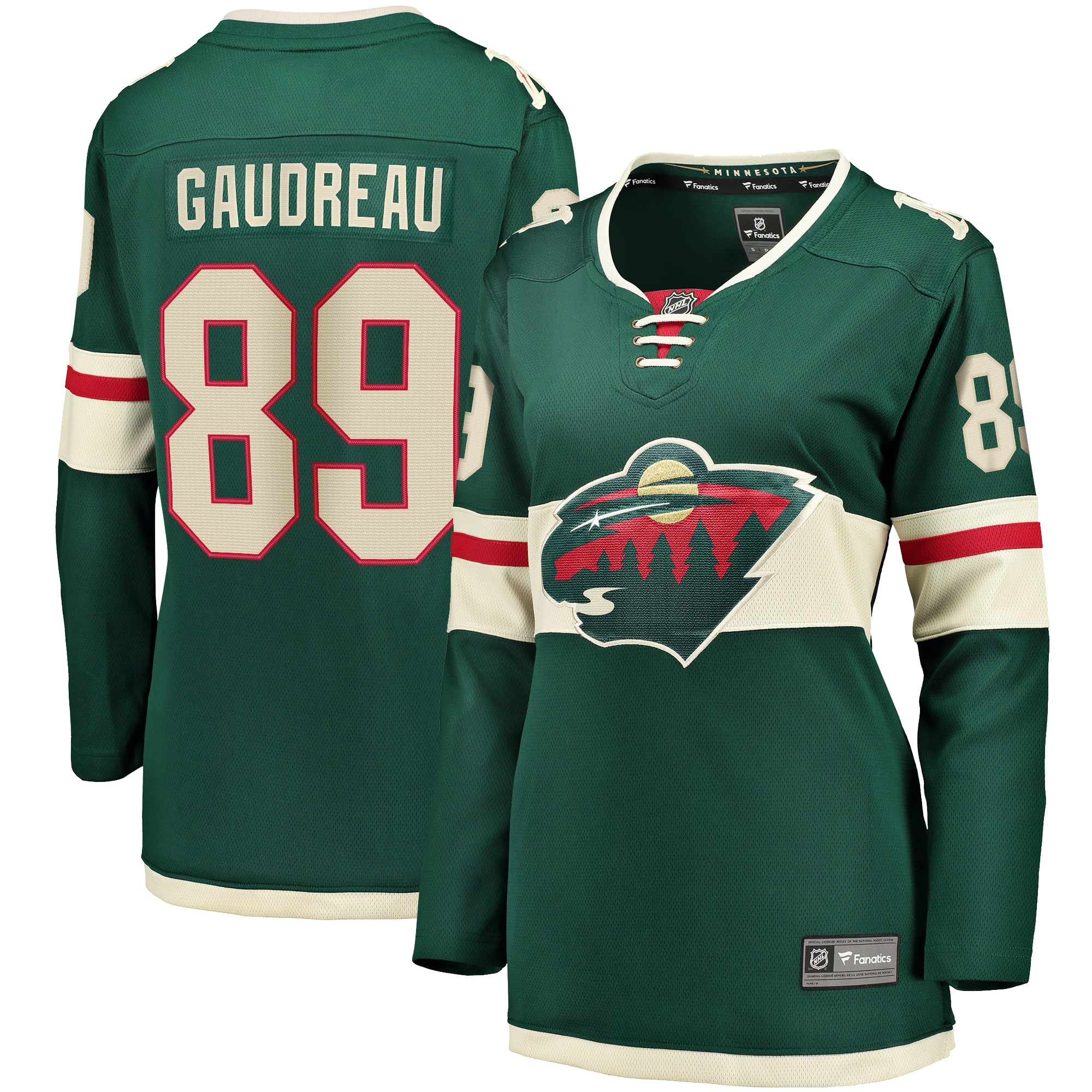 Frederick Gaudreau Minnesota Wild Branded Women's Home Breakaway Player Jersey – Green