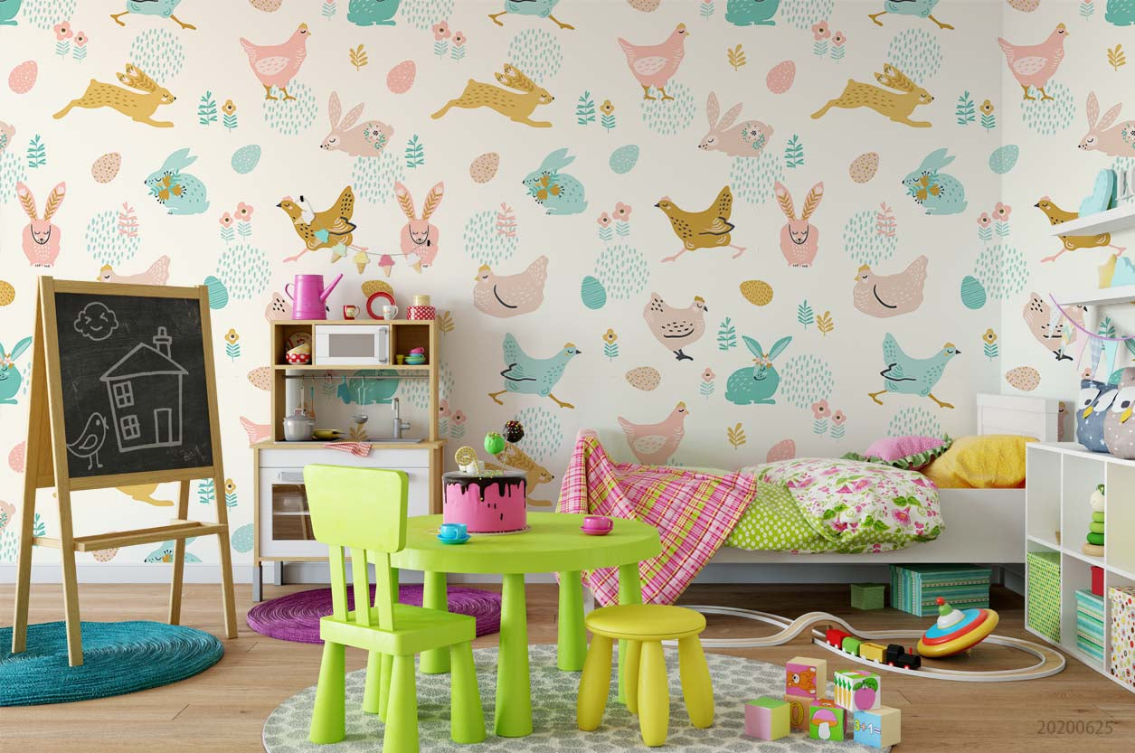 3D Cartoon Animal Leaves Wall Mural Wallpaper A321 Lqh