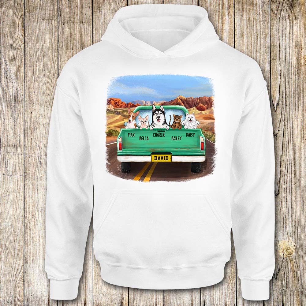 [Front Side] Personalized Hoodie Gifts For Dog Lovers – Pickup Truck