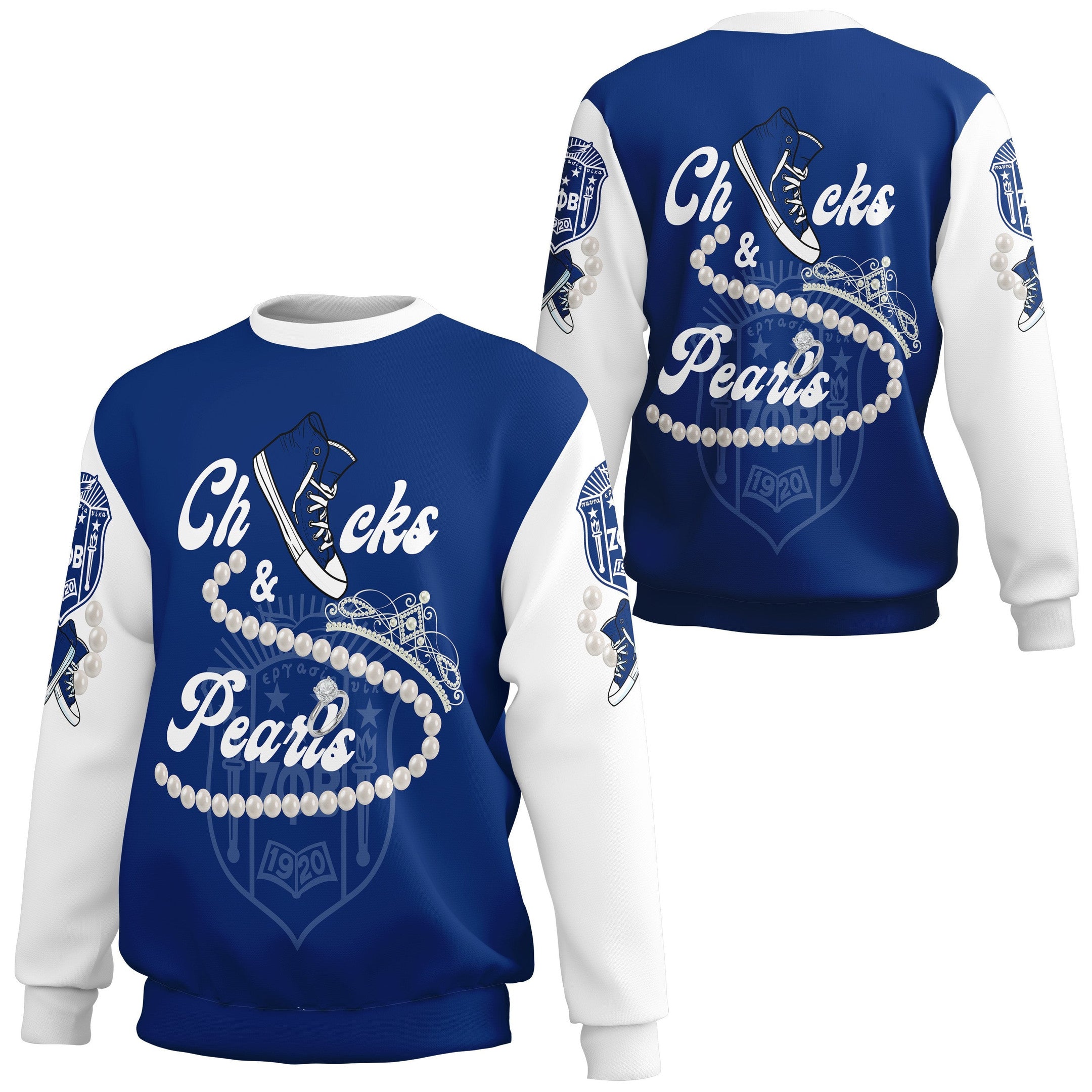 Sorority Sweatshirt – Zeta Phi Beta Chucks And Pearls Sweatshirt K.H Pearls