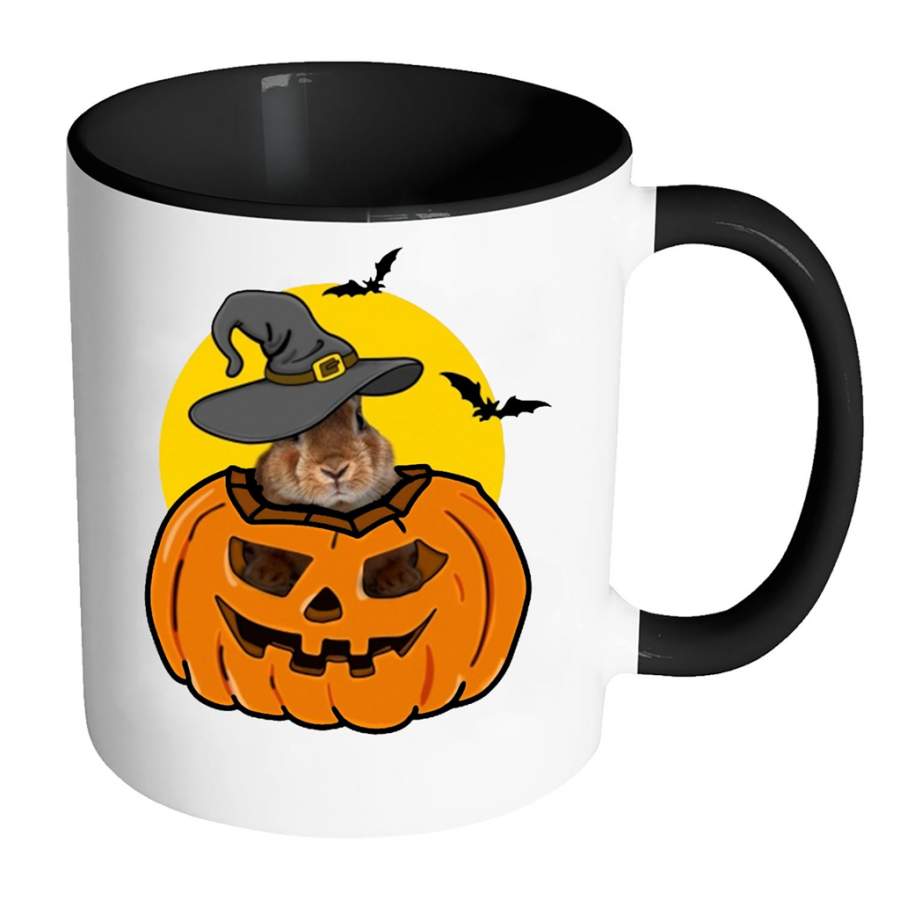 Bunny Witch Halloween Pumpkin W – Full-Wrap Coffee Colors Accent Mug