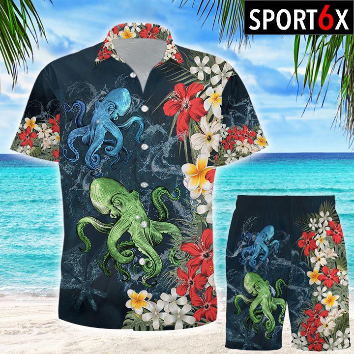 Octopus Tropical Hawaii Beachshirt Ha96711