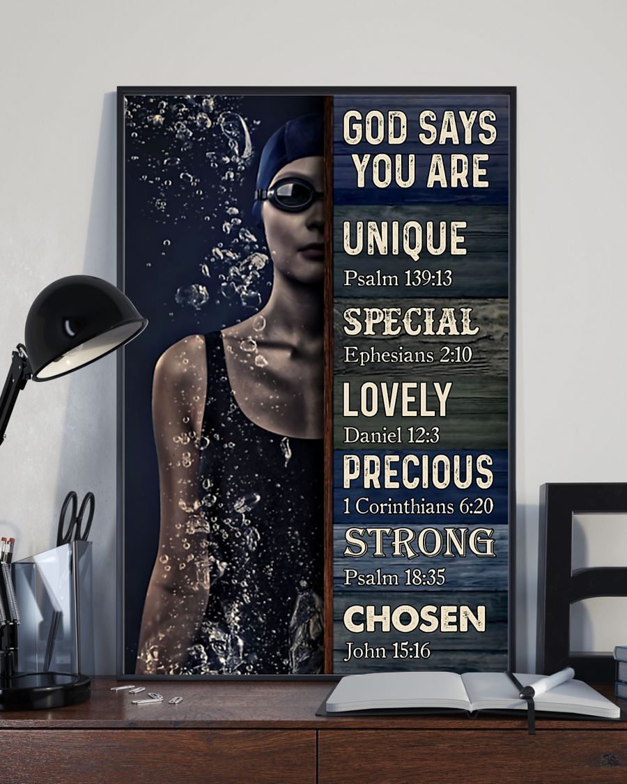 Swimming – God Says You Are Unique Vertical Canvas And Poster | Wall Decor Visual Art