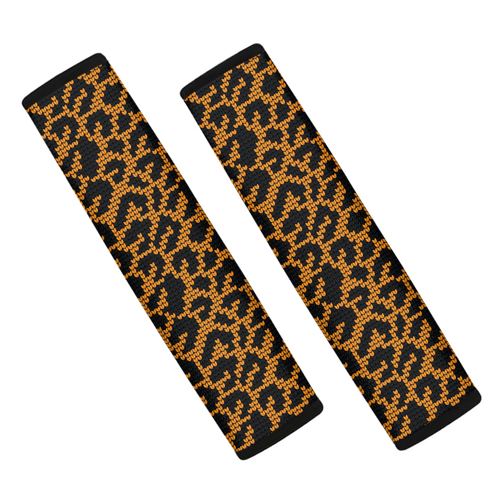 Wild Leopard Knitted Pattern Print Car Seat Belt Covers