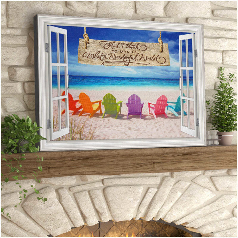 Beach Premium Wall Art Canvas – I Think To Myself What A Wonderful World