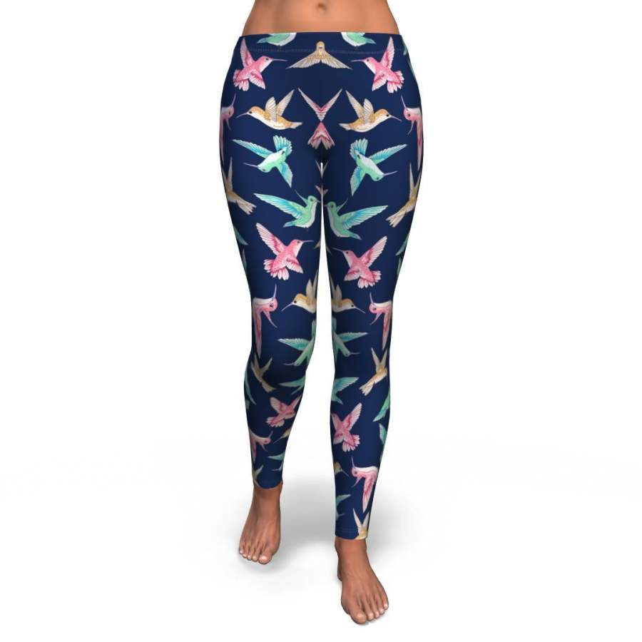 Hummingbird Colorful Pattern Print Pattern Women Leggings