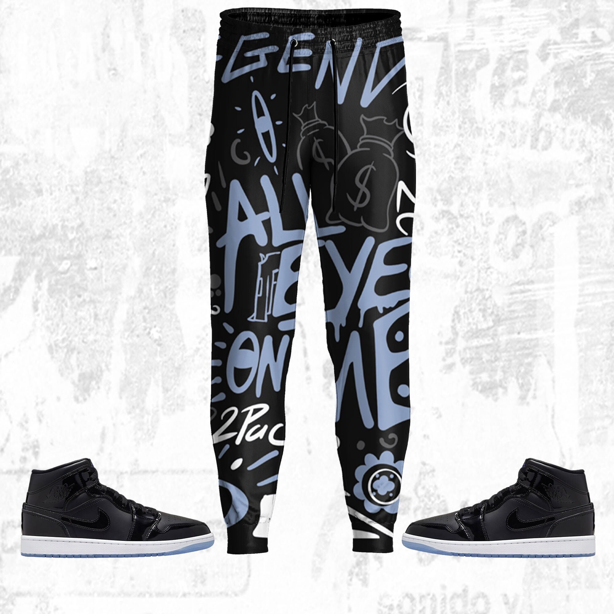 All Eye On Me 3D Doodle Eye ST Unisex Pants match Jordan 1 Mid Space Jam, Pants 3D match Jordan Sneaker