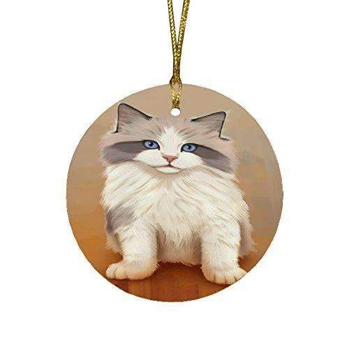 Ragdoll Kitten Cat Round Christmas Ornament