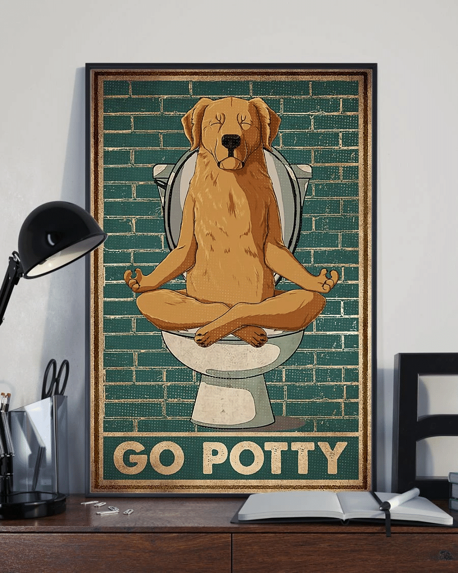 Yoga Dog Toilet Go Potty Poster Canvas – Vintage Home Decor Wall Art Evg81354