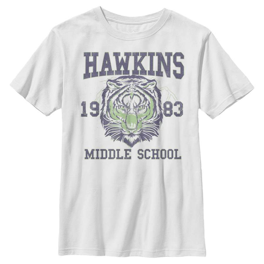 Stranger Things Boy’s Hawkins Middle School Tiger  T Shirt