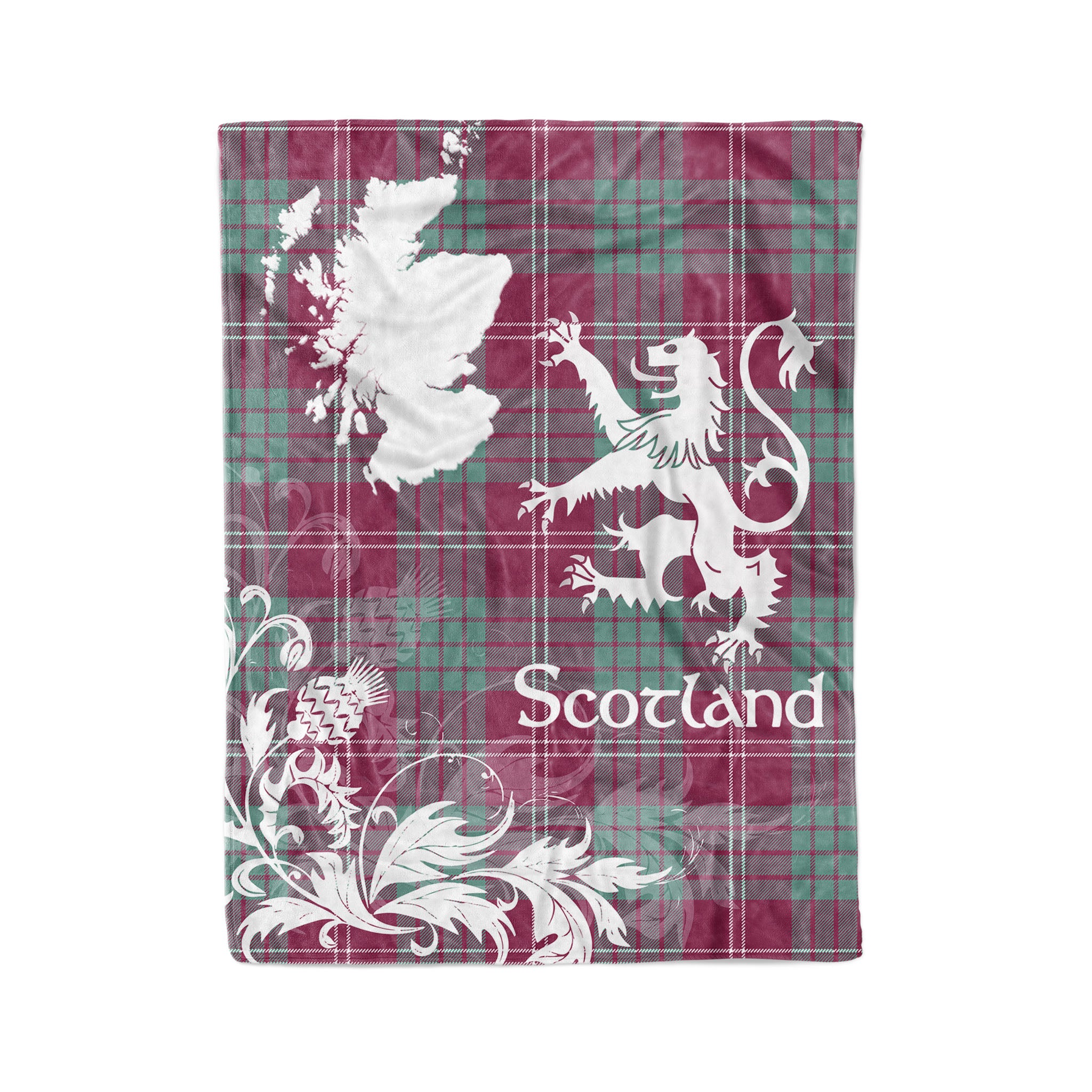 Tartan Plaid Fleece Blanket Tartan Blanket Thistle And Lion Scottish Clan Crawford Ancient Plaid Blanket