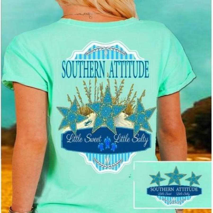 Country Life Outfitters Southern Attitude Mint Starfish Vintage Girlie Bright T Shirt