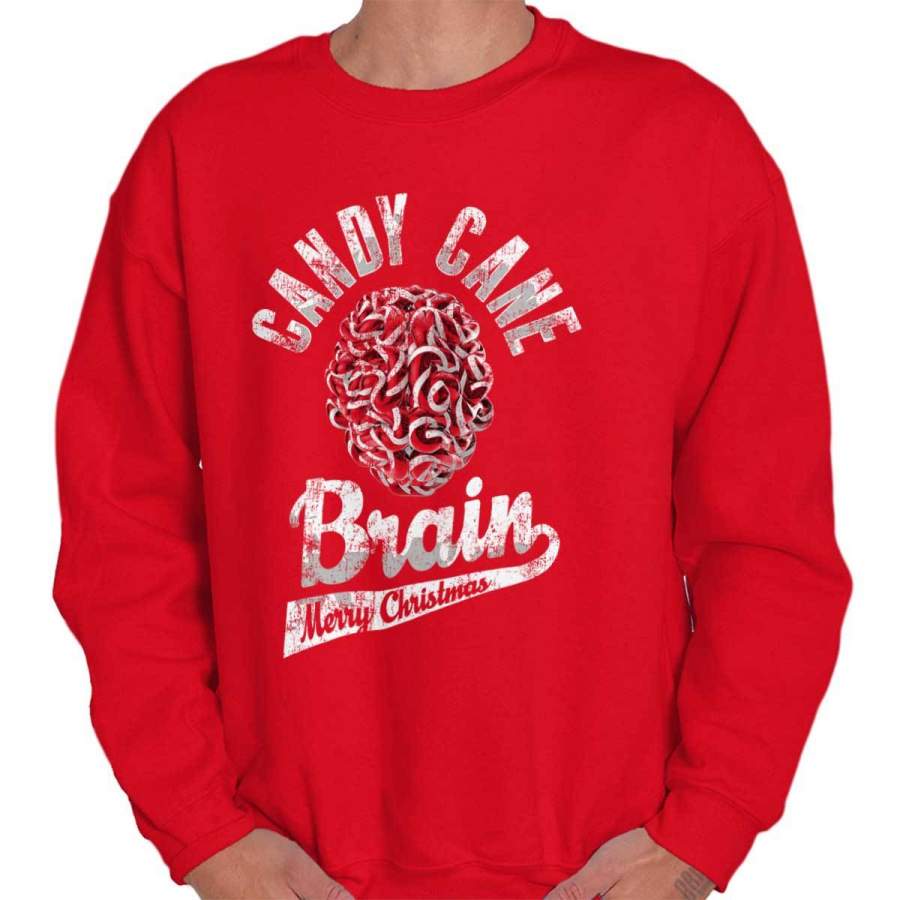 Candy Cane Brain Trendy Cool Fashion Funny Christmas Sweatshirt