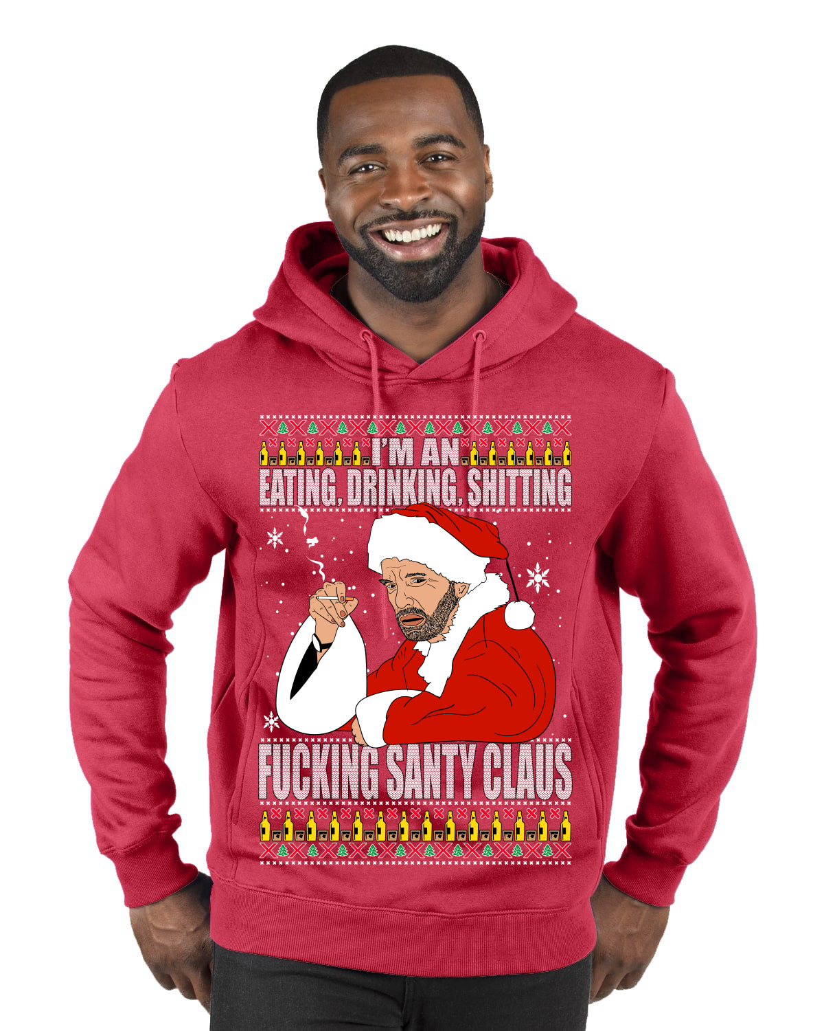 Bad Santa Fucking Santy Claus  Merry Ugly Christmas Sweater Premium Graphic Hoodie Sweatshirt