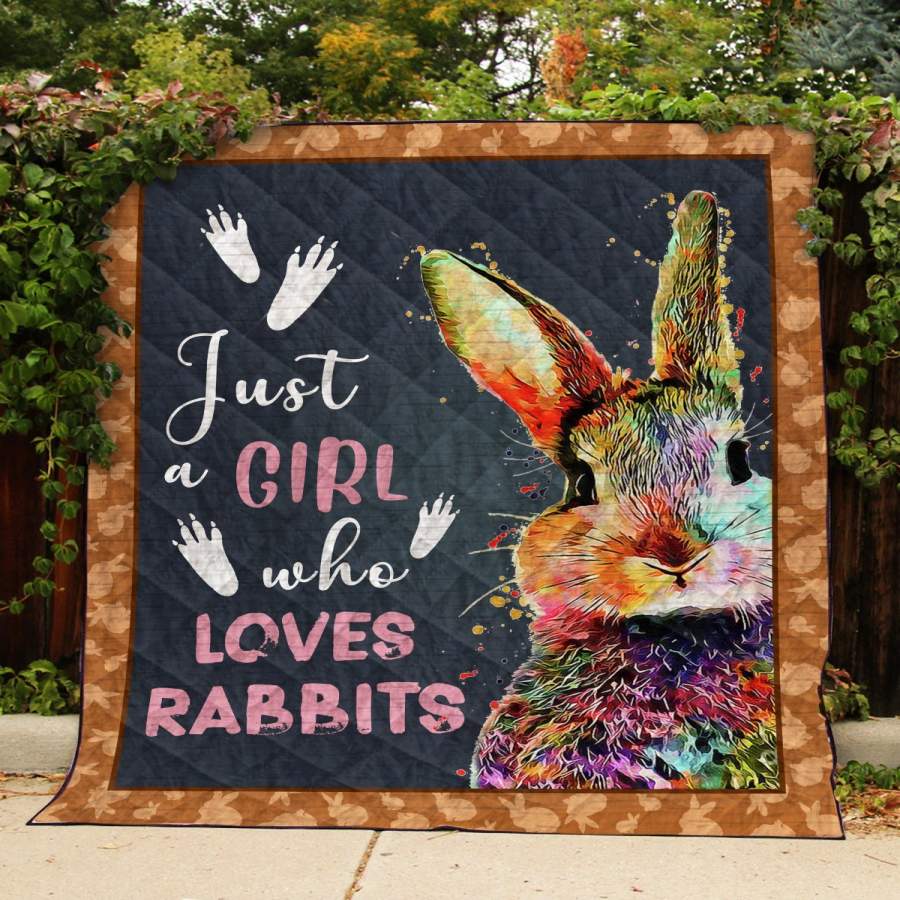 Rabbit Just A Girl Who Loves Rabbits Quilt Blanket Christmas Gift Ideas