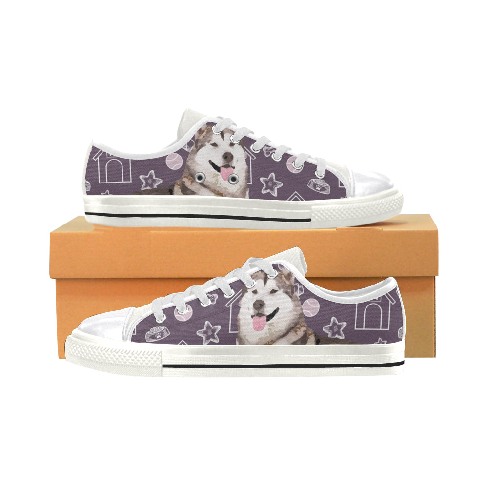 Alaskan Malamute White Canvas Women’s Shoes/Large Size