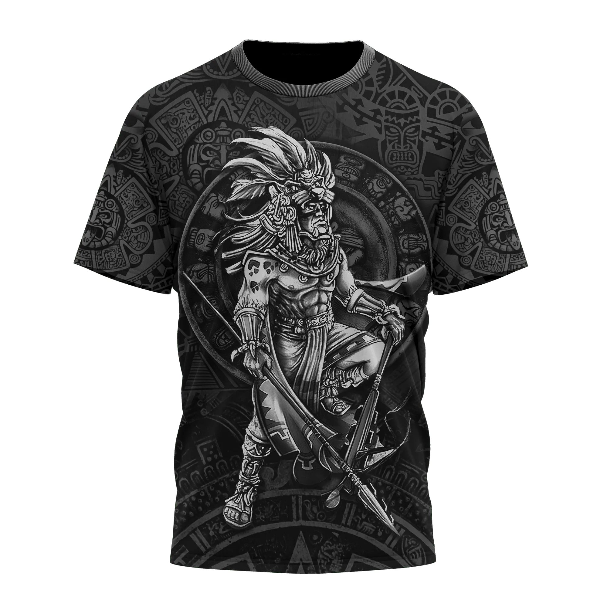 3D Black Aztec Warrior Mexican T Shirt Men Women