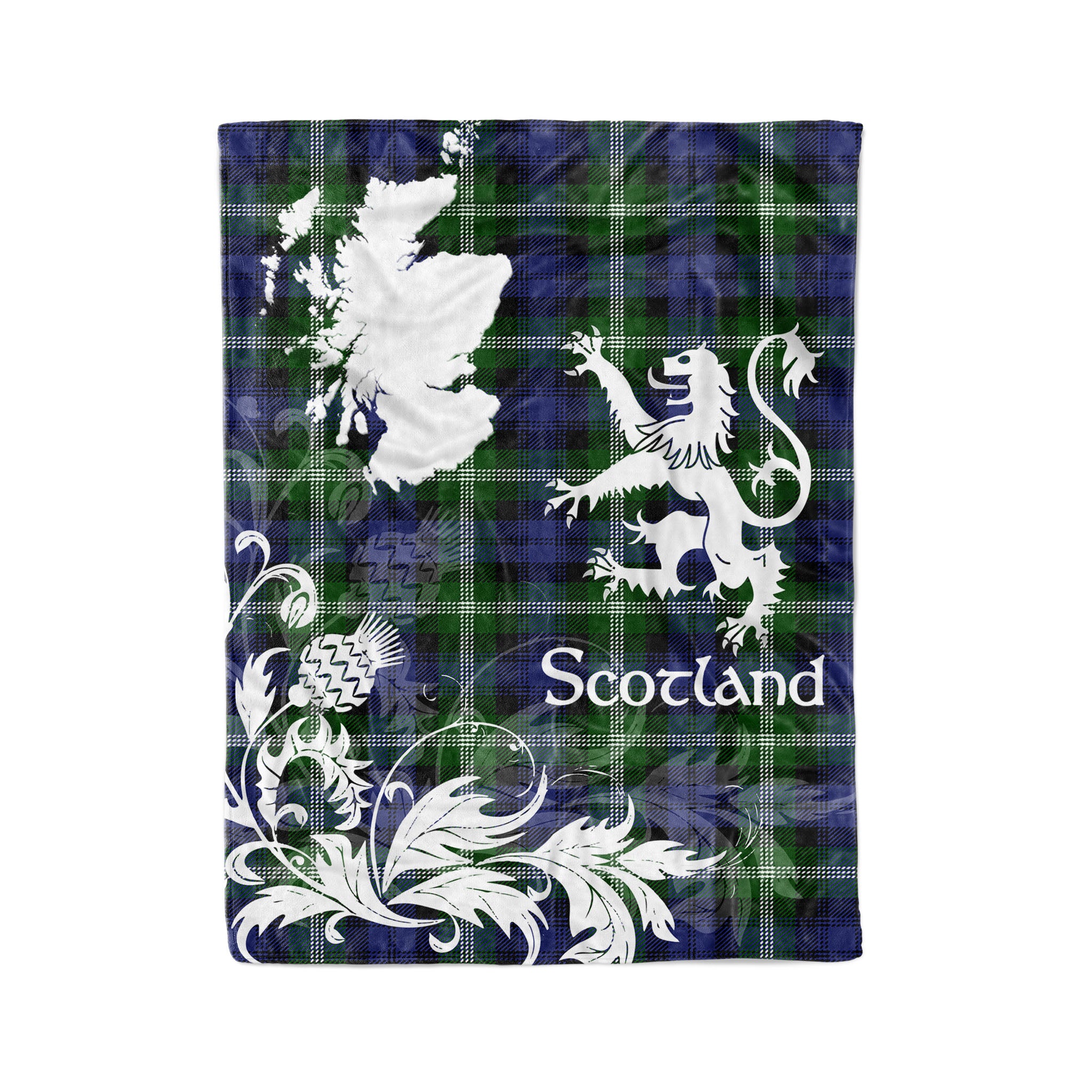 Tartan Plaid Fleece Blanket Tartan Blanket Thistle And Lion Scottish Clan Baillie Plaid Blanket