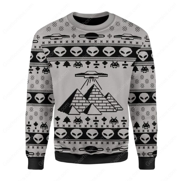 Ancient Alien Pyramid Ugly Christmas Sweater