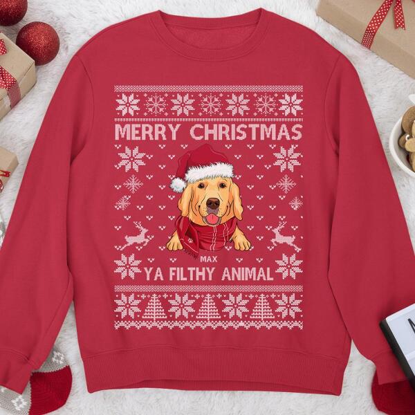 Ugly Merry Christmas Ya Filthy Animal Funny Personalized Dog T-Shirt Ts-Pt531