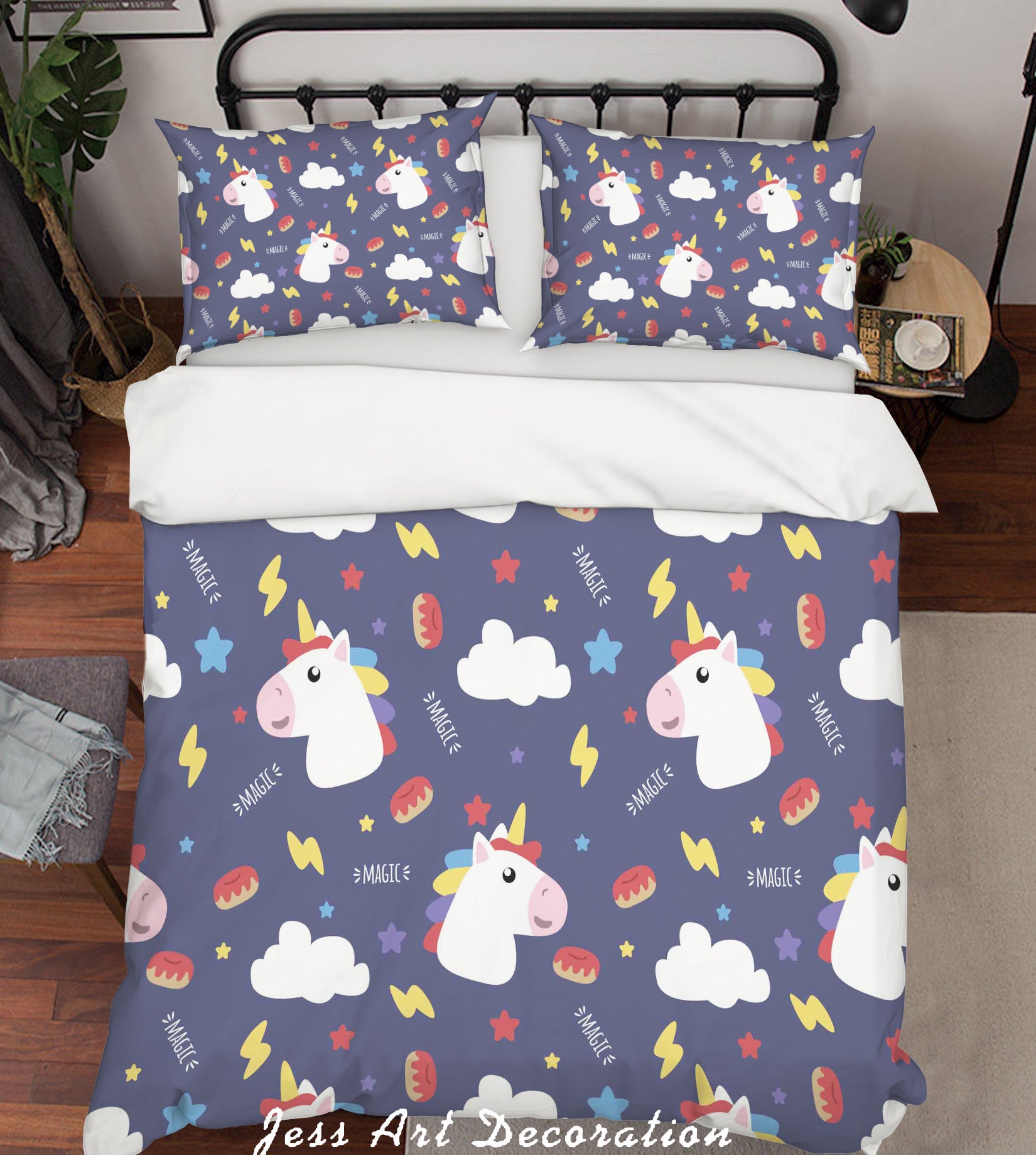 3D Blue Unicorn Clouds Lightning Quilt Cover Set Bedding Set Pillowcases 42