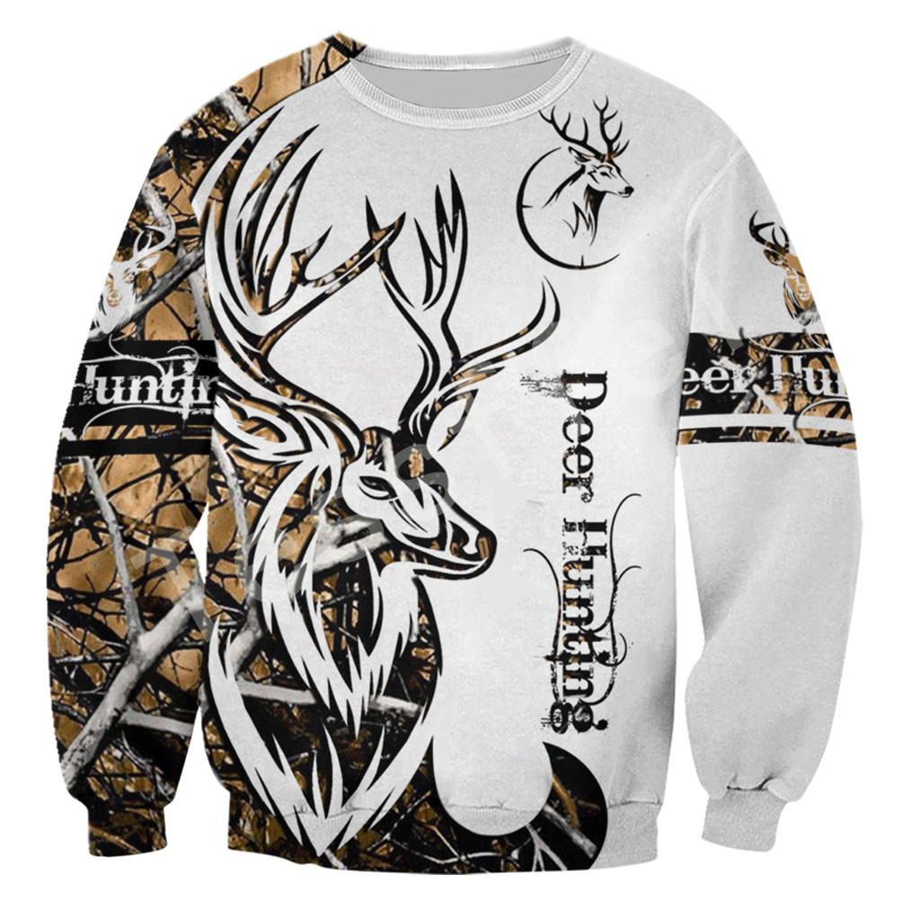 Tessffel Deer Hunting Brown Camo 3D All Over Printed New Men’s Sweatshirt Harajuku Zipper Hoodie Casual Unisex Jacket Pullover S alx