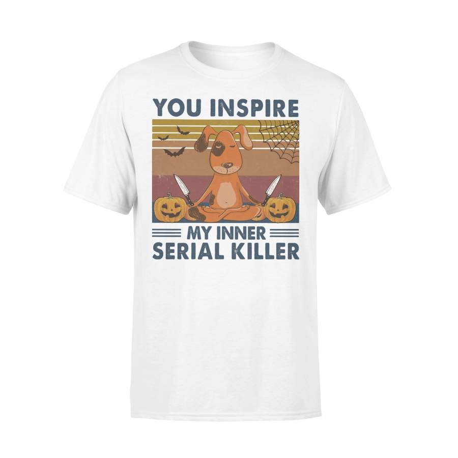 You Inspire My Inner Serial Killer Dog Pumpkin Halloween Vintage Retro T-shirt