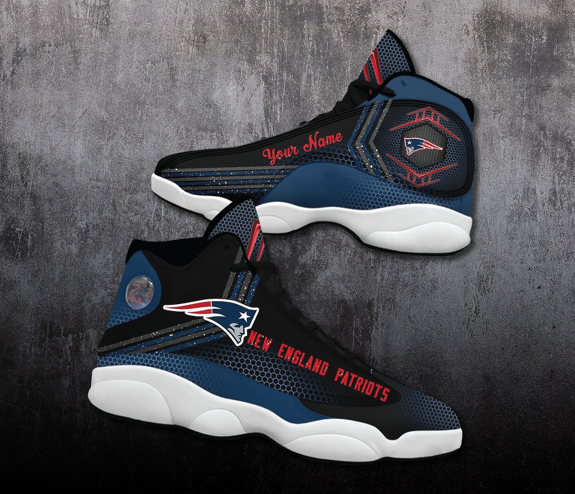 New England Patriots Air Jordan 13 Custom Name Personalized Shoes