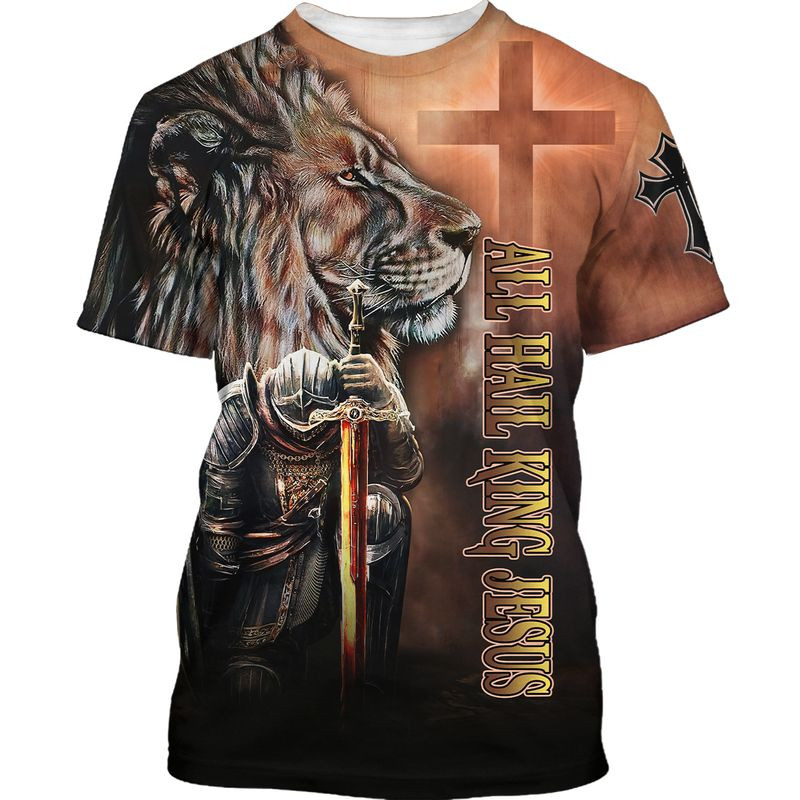 All Hail King Jesus T Shirt 3D All Over Print Knight Templar Warrior Shirt