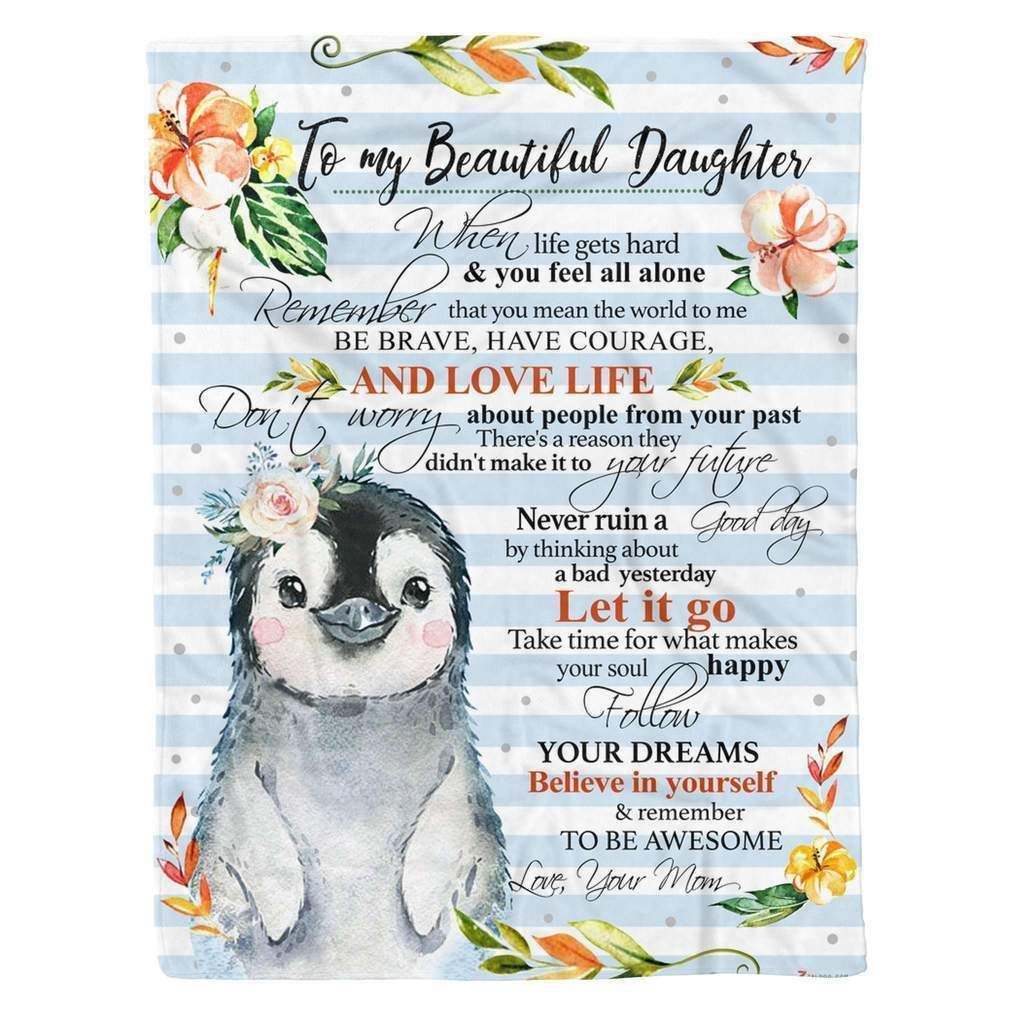 Personalized Penguin Follow Your Dreams To My Daughter From Mom Sherpa Fleece Blanket Great Customized Blanket Gifts For Birthday Christmas Thanksgiving