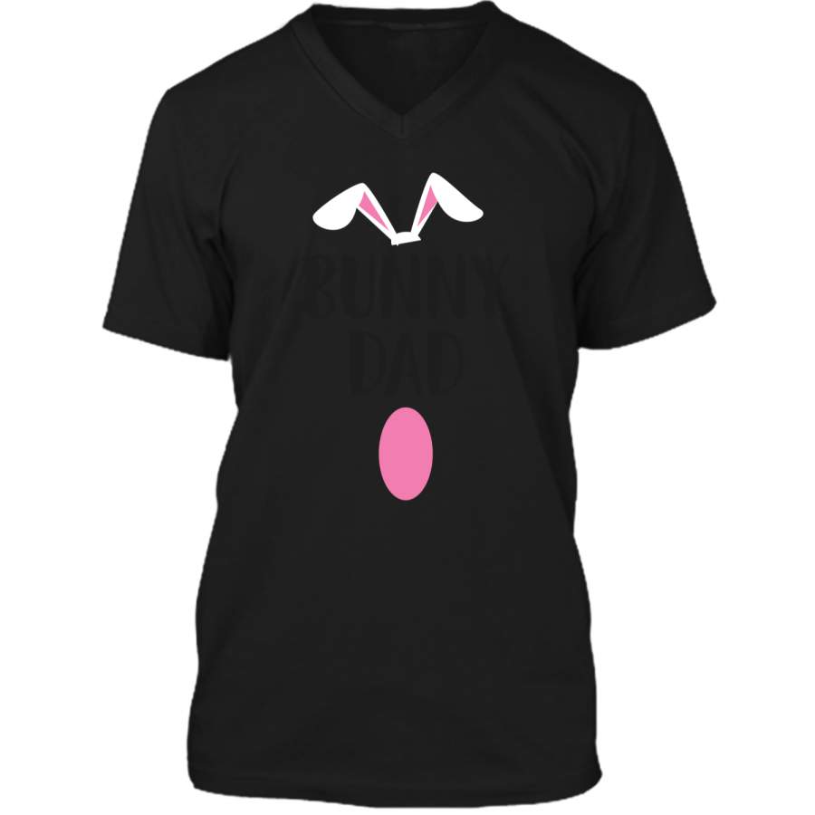 Easter Bunny Dad T-Shirt Easter Matching Family Mens Printed V-Neck T