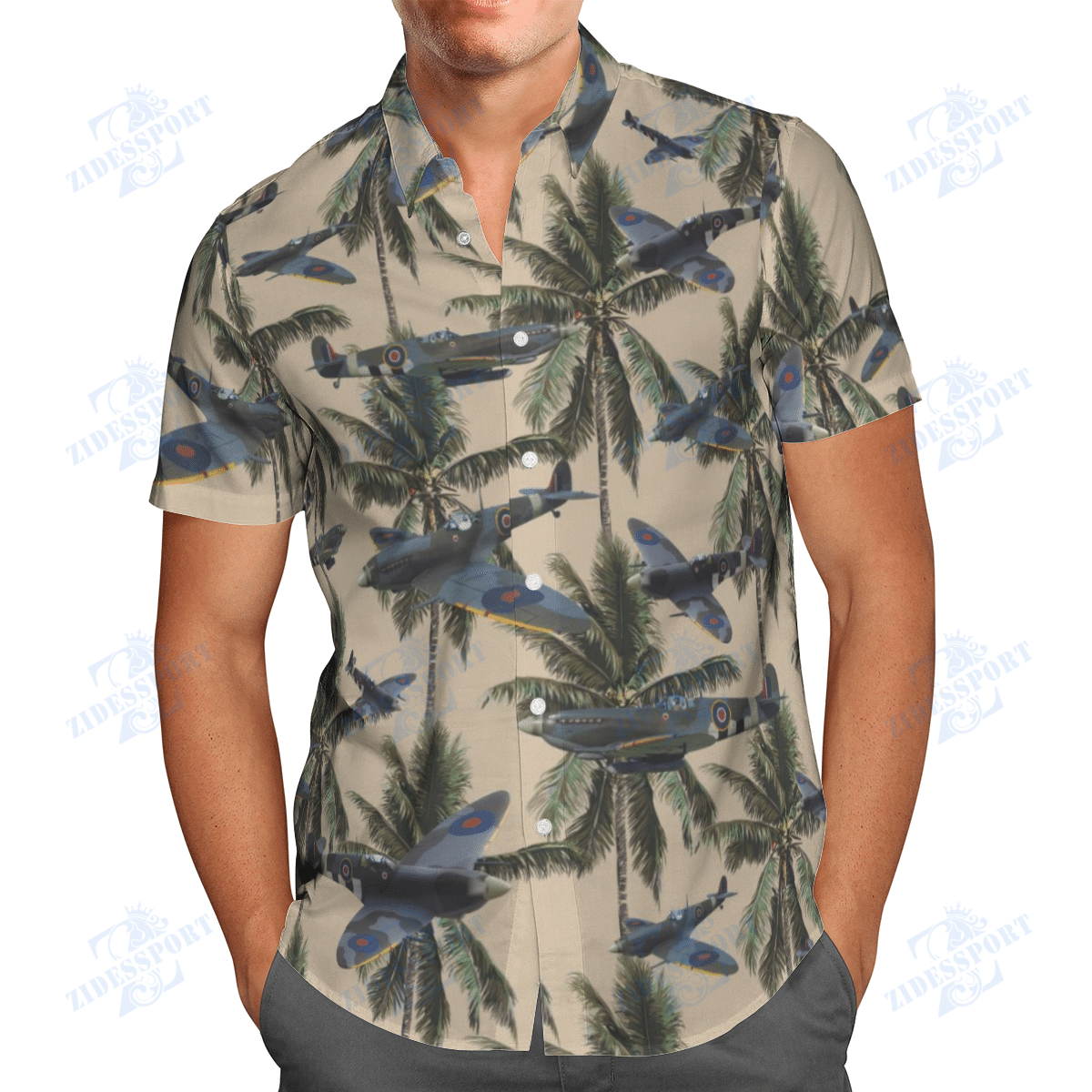 Tnqd1905Bc06 Canadian Supermarine Spitfire Hawaiian Shirt + Beach Shorts