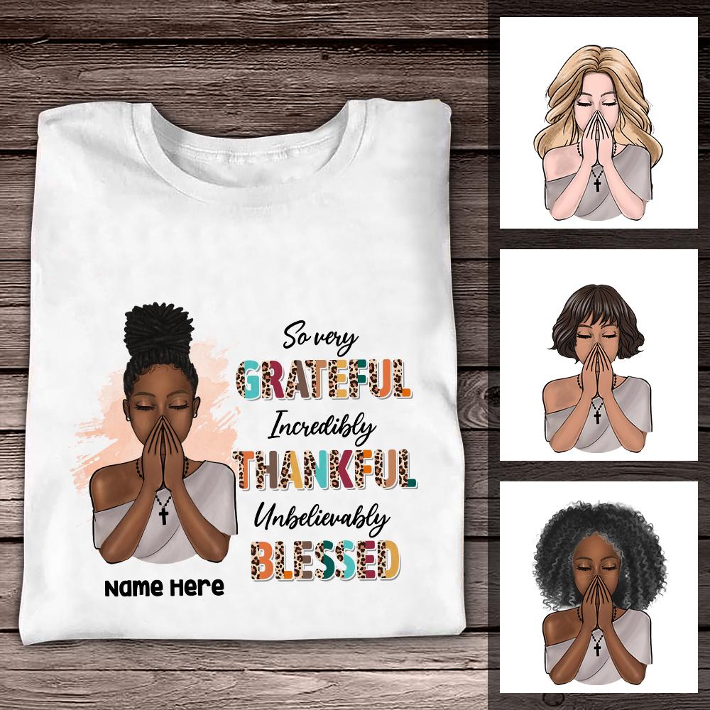 Personalized Bwa Grateful Thankful Blessed T Shirt Ag113 24O36