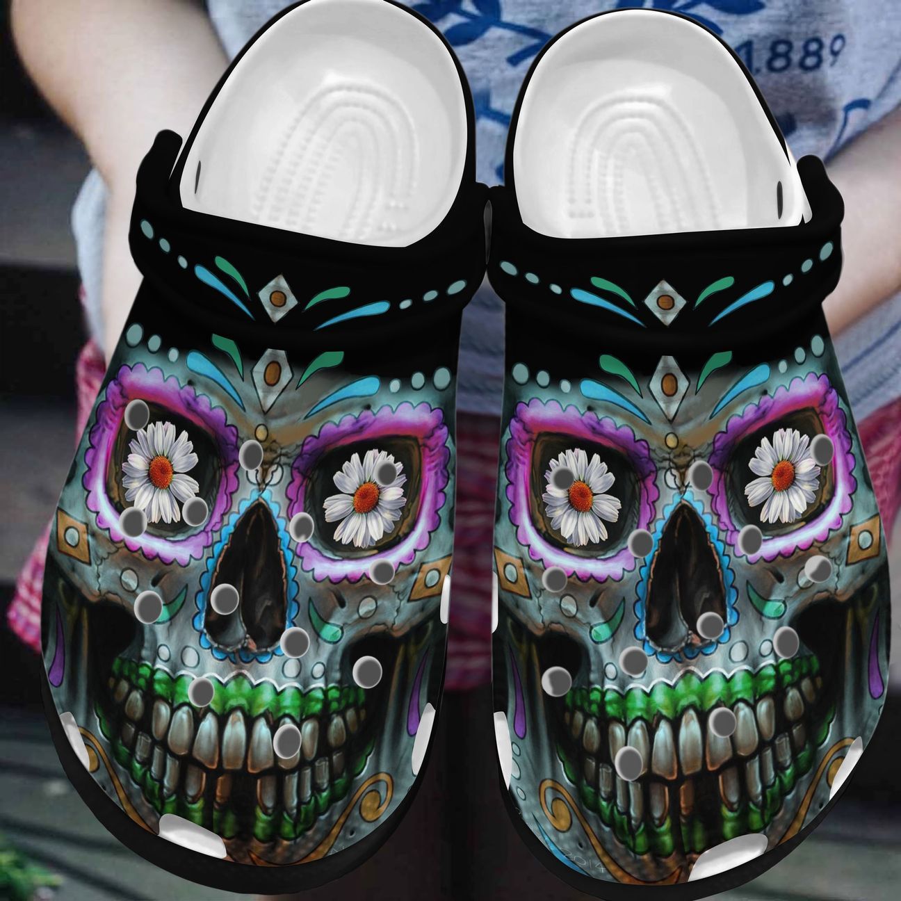 Sugar Skull Personalized Clog, Custom Name, Text, Color, Number Fashion Style For Women, Men, Kid, Print 3D