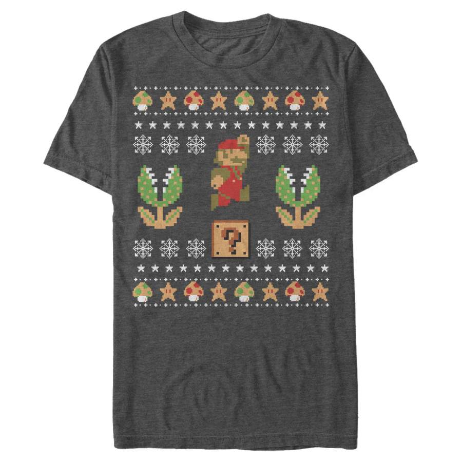 Nintendo Men’s Ugly Christmas Mario Question  T Shirt