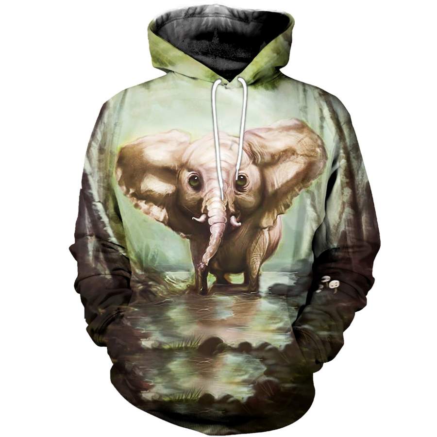 3D All Over Printed Elephant T-shirt Hoodie SNTL060403