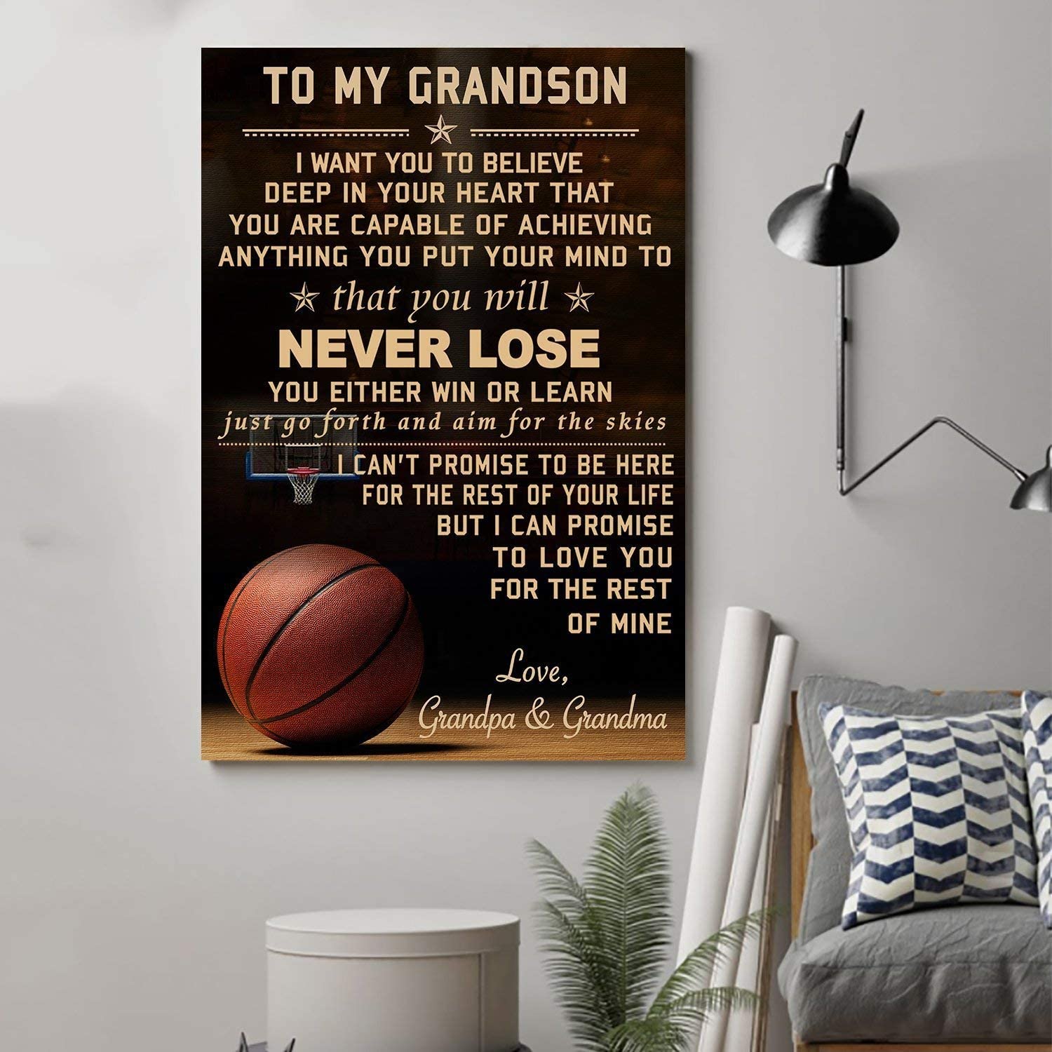 Cara Poster – Basketball Poster – Grandpagrandma To Grandson Never Lose – Wall Art – Home Decor – Wall Decor