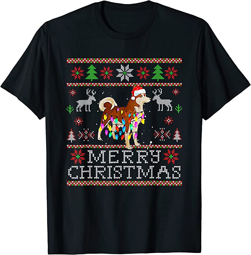 Santa Akita Inu Dog Merry Christmas Ugly Sweater Puppy Lover T-Shirt