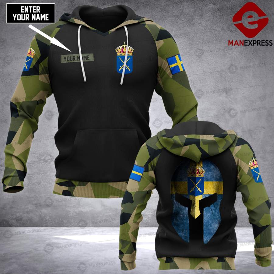 Lkh Customized Swedish Army Camo All-over Pullover Hoodie Print Unisex 3D 0203