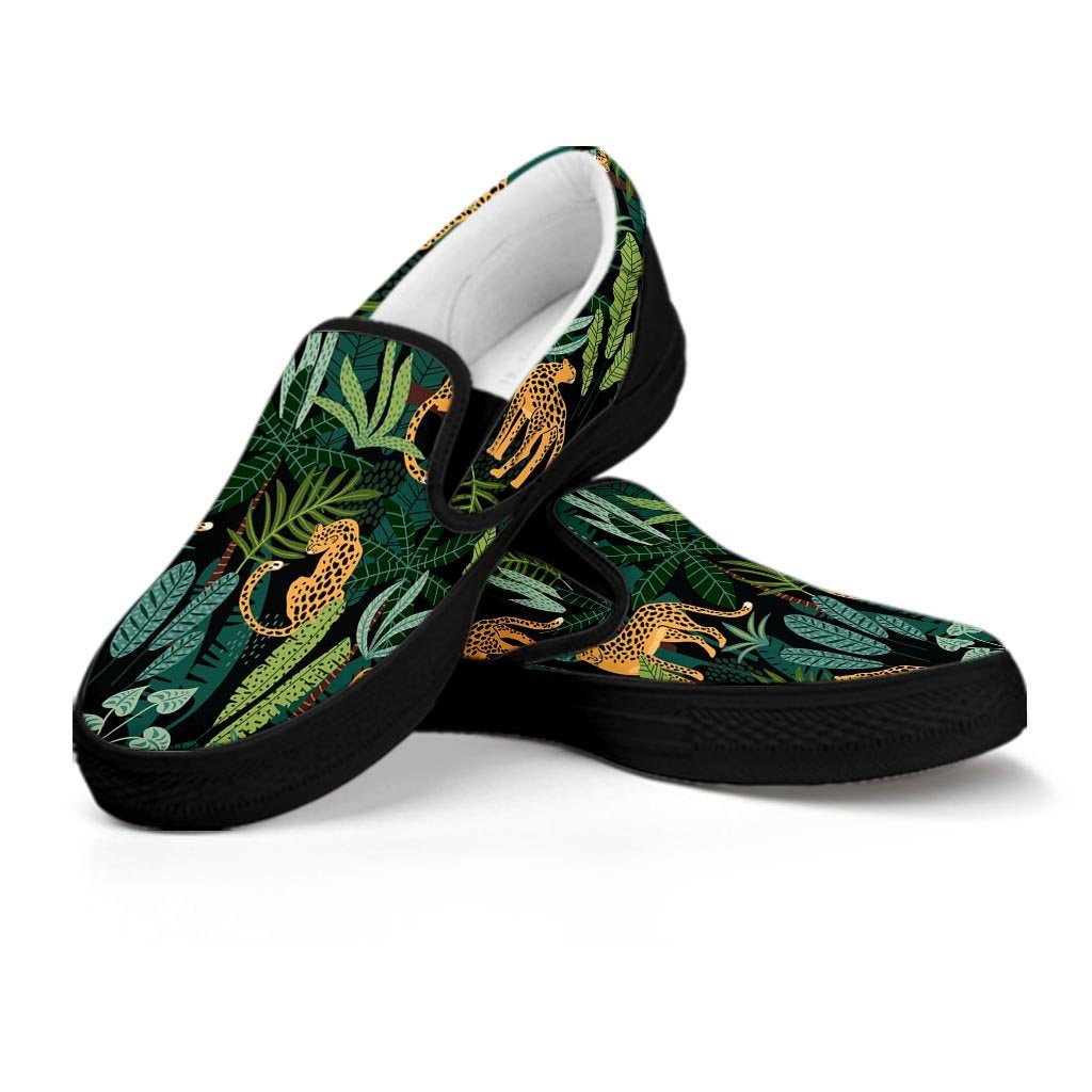 Tropical Leopard Hawaiian Print Men’S Slip On Sneakers