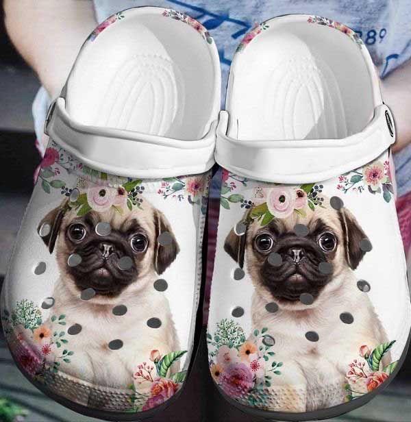 Pug Personalized Clog, Custom Name, Text, Color, Number Fashion Style For Women, Men, Kid, Print 3D