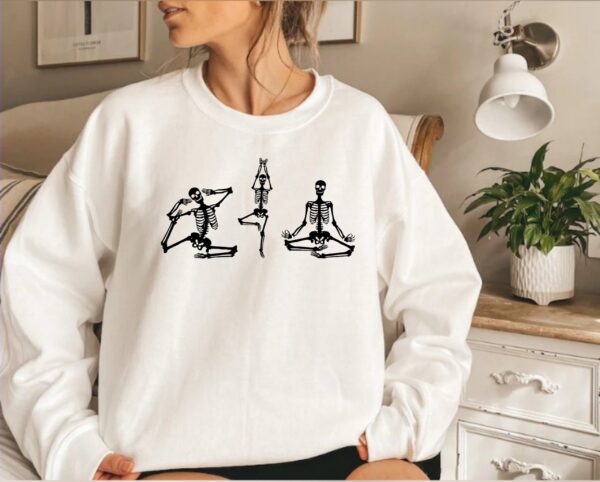 Skeleton Yoga Embroidered Sweatshirt 2D Crewneck Sweatshirt All Over Print Sweatshirt For Women Sweatshirt For Men Sws3928