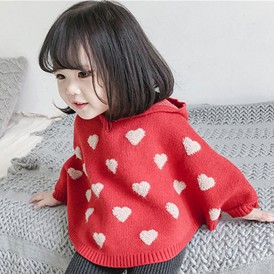 Autumn Children’s Knitted Sweater Cute Children Spring Clothes Cloak Baby Girls Sweater Hooded Kids Knitted Pullovers Sweaters alx