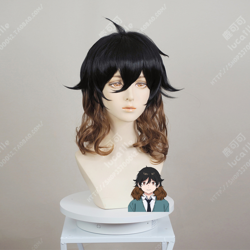 Anime Blue Period Kuwana Maki Cosplay Wig Costume Black and Brown Color Matching Micro Rollcos Halloween Cos Wig Props Women alx